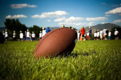 Football in grass field
