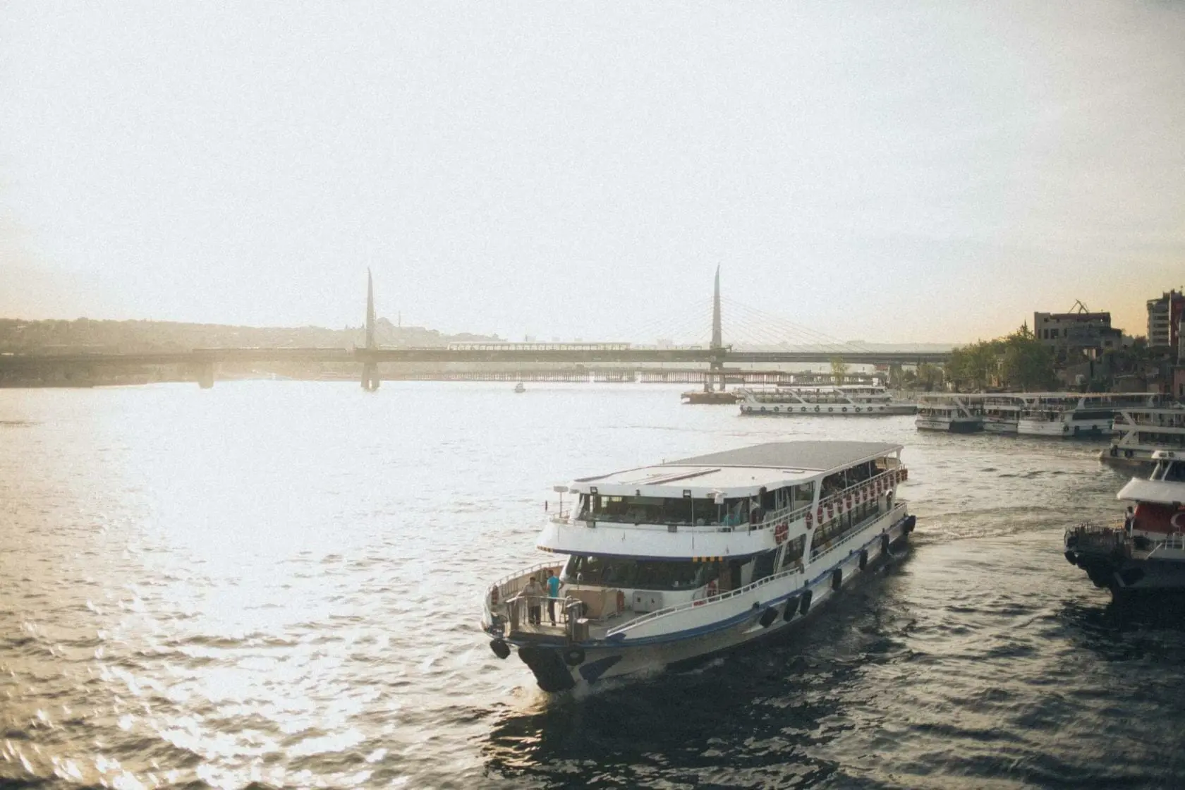 Ferry crossing river