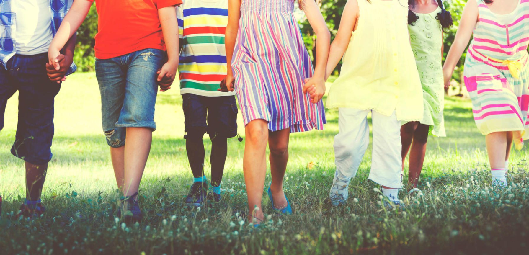 Diverse Children Friendship walking and holding hands
