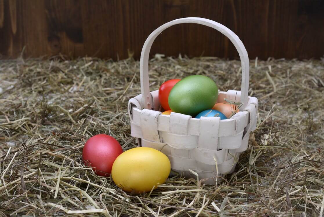 Small basket holding Easter eggs