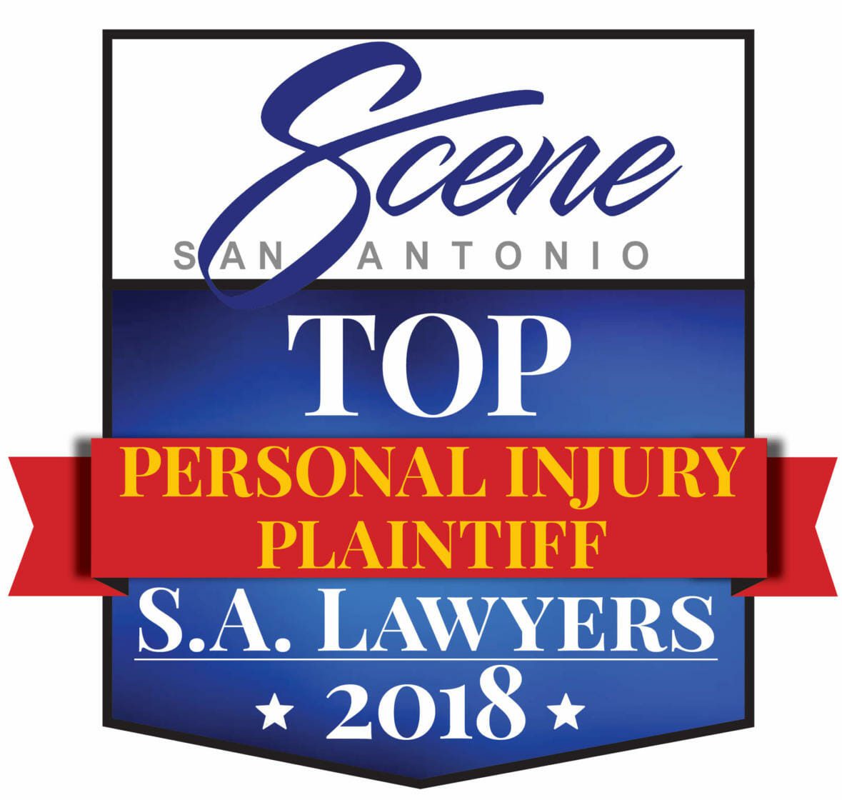 Scene San Antonio Top Personal Injury Plaintiff SA Lawyers 2018 accolade