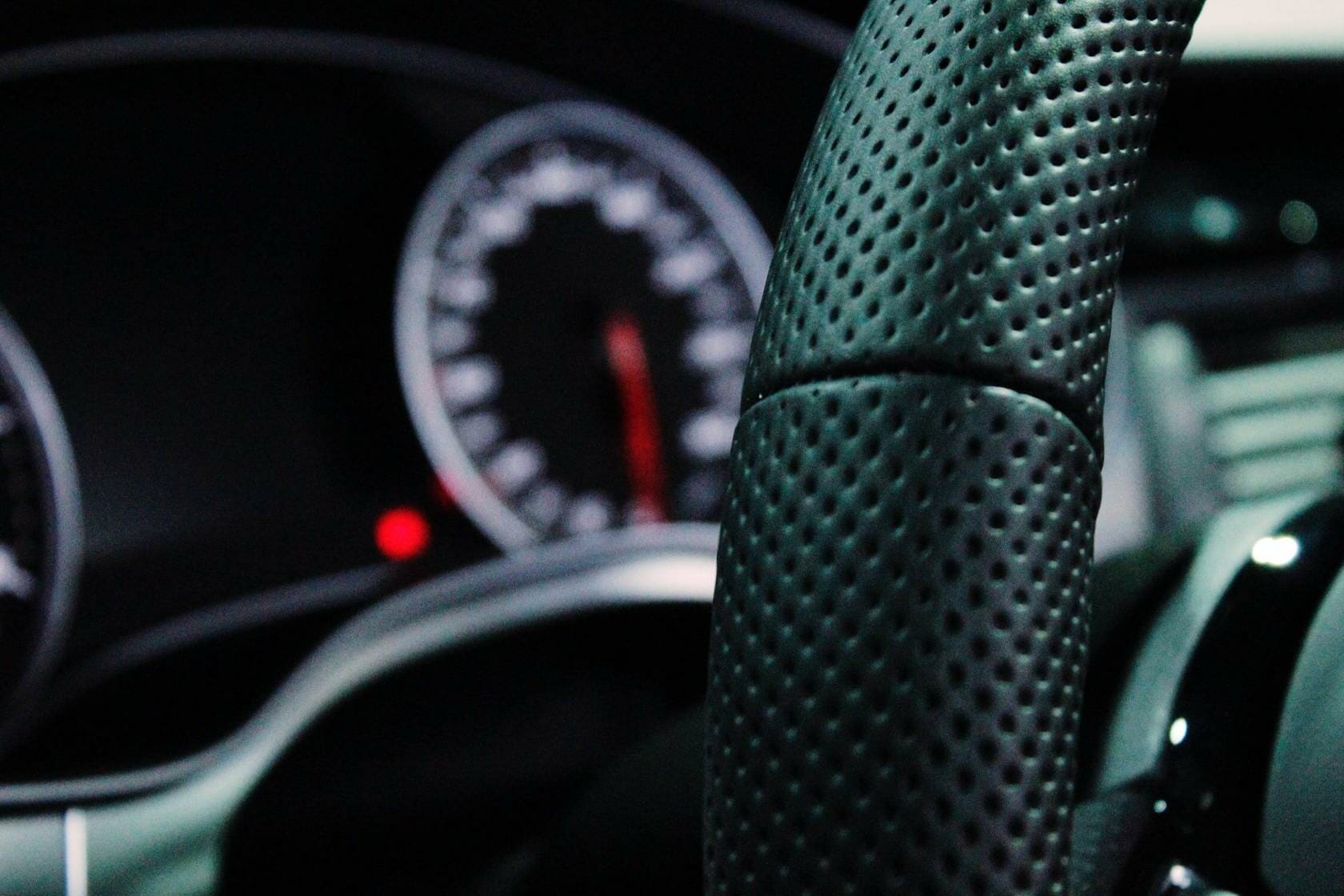 Close up of steering wheel grip