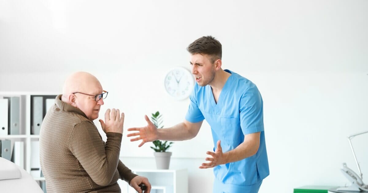 Nurse arguing with an elderly patient