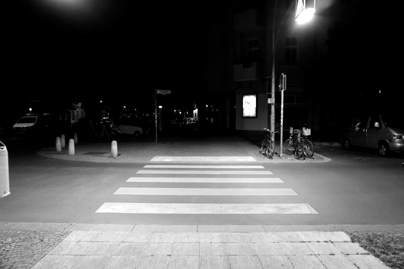 Intersection crosswalk at night
